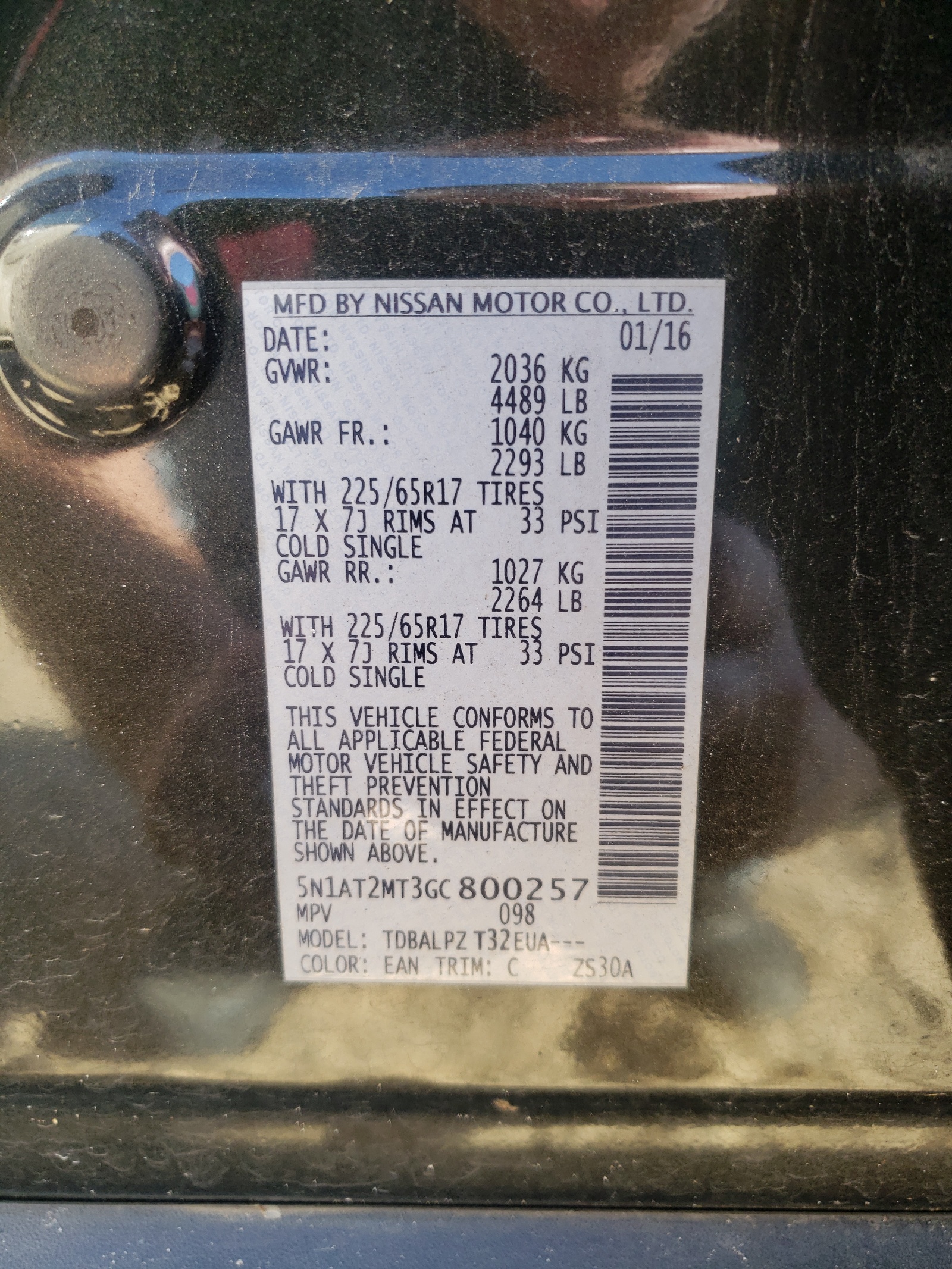 Photo 10 from auction – 2016 NISSAN ROGUE S with VIN 5N1AT2MT3GC800257