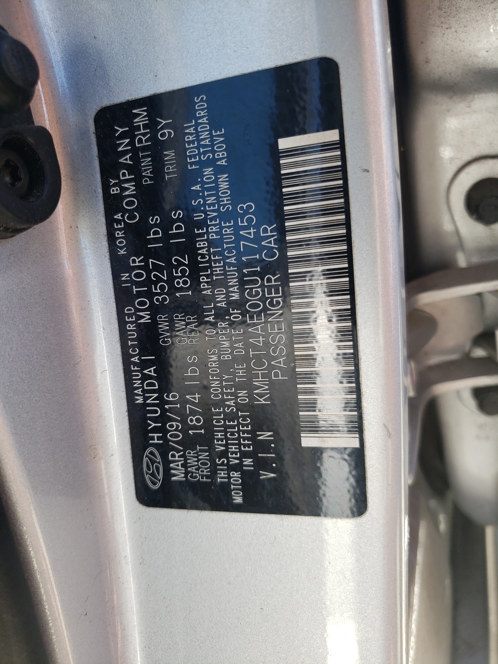 Photo 10 from auction – 2016 HYUNDAI ACCENT SE with VIN KMHCT4AE0GU117453
