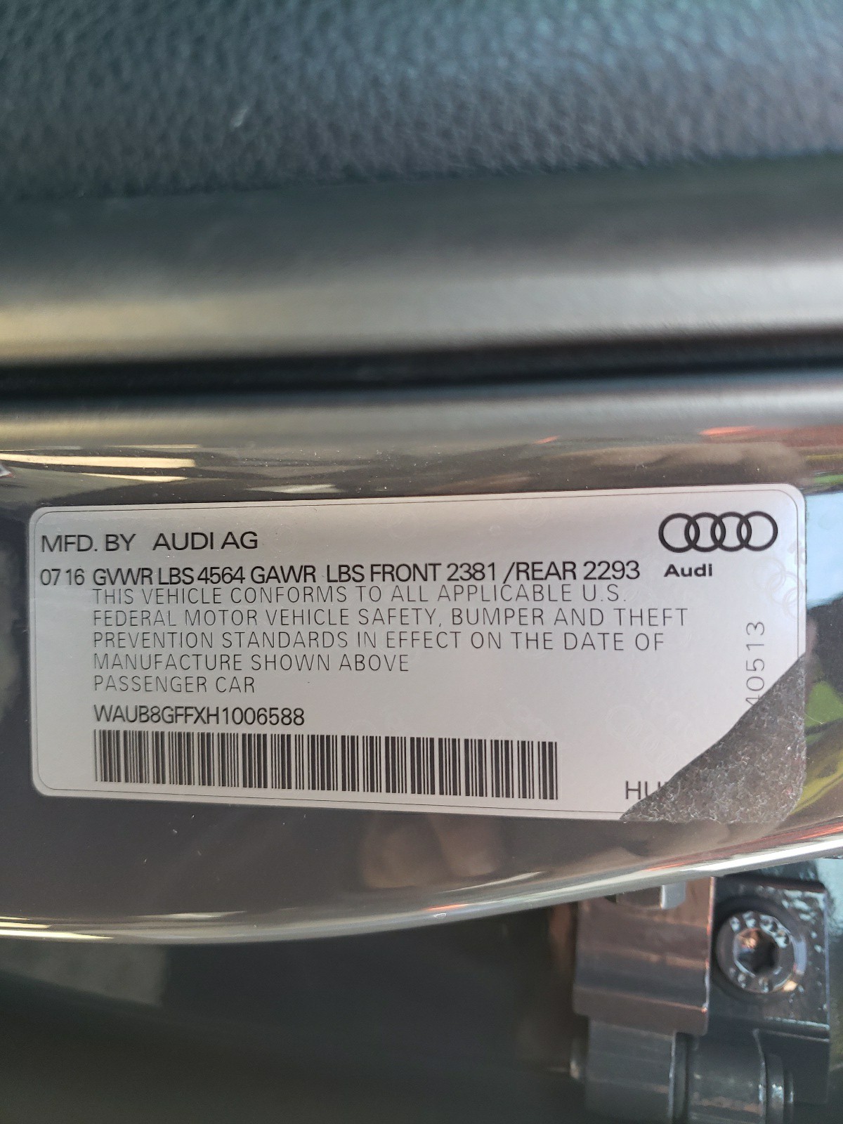 Zdjęcie 10 z aukcji – 2017 AUDI A3 PREMIUM z VIN WAUB8GFFXH1006588