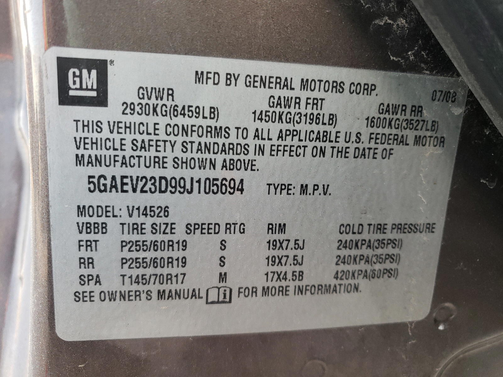 Photo 10 from auction – 2009 BUICK ENCLAVE CX with VIN 5GAEV23D99J105694