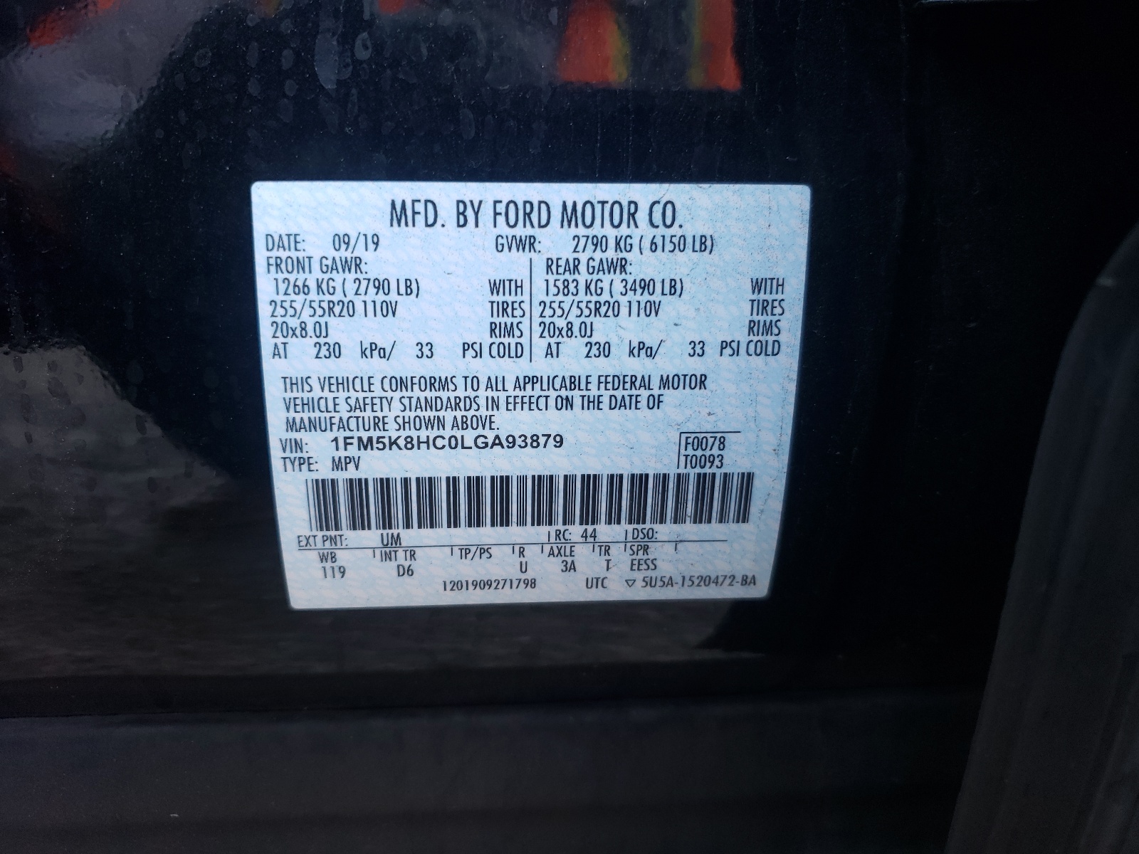Photo 10 from auction – 2020 FORD EXPLORER P with VIN 1FM5K8HC0LGA93879