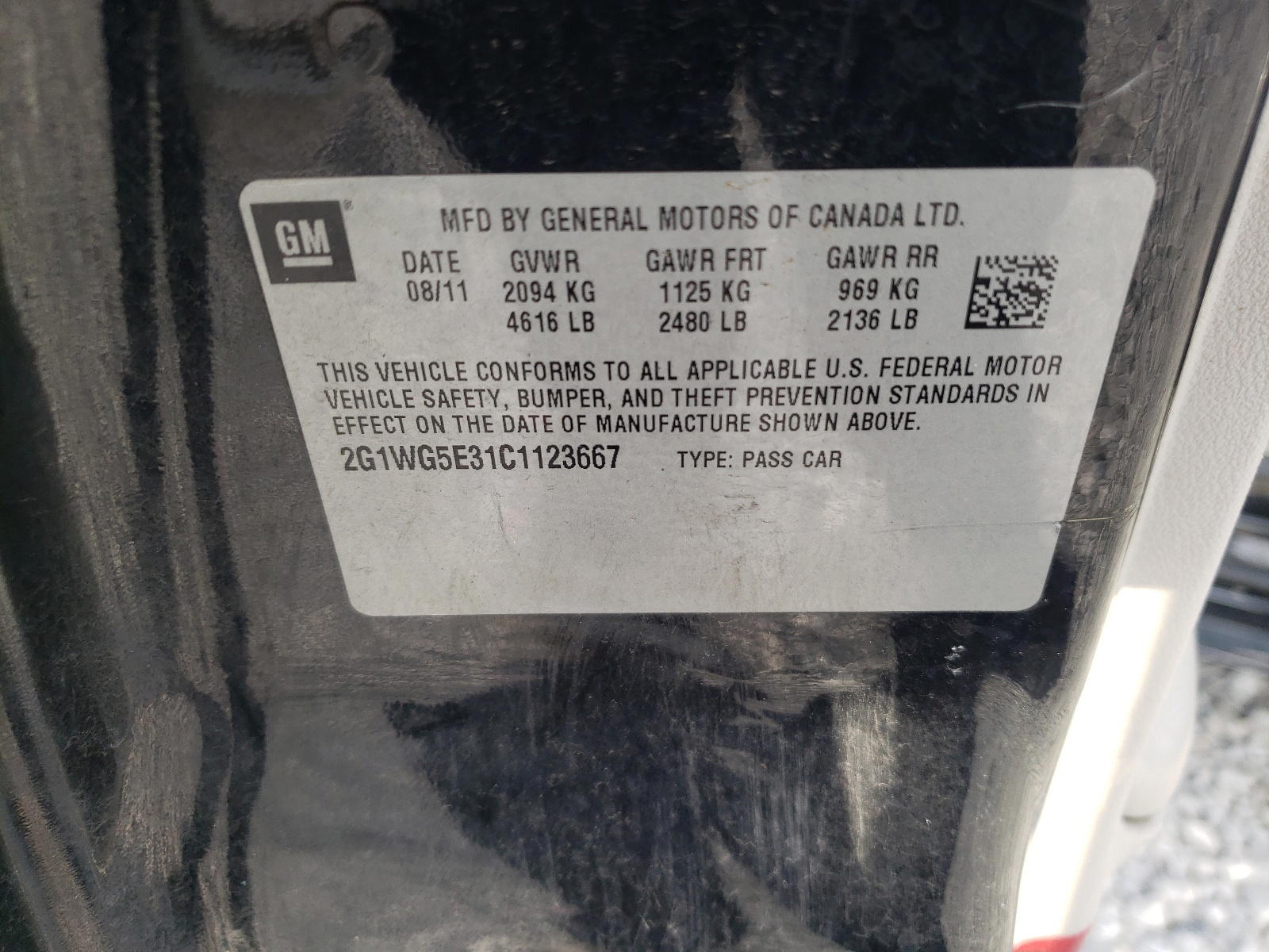 Photo 10 from auction – 2012 CHEVROLET IMPALA LT with VIN 2G1WG5E31C1123667