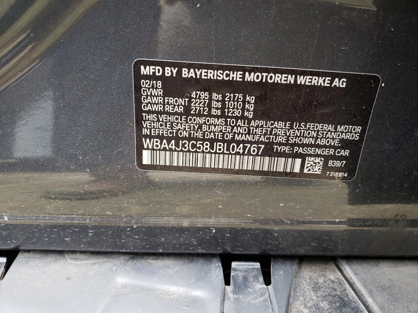 Photo 10 from auction – 2018 BMW 430XI GRAN with VIN WBA4J3C58JBL04767