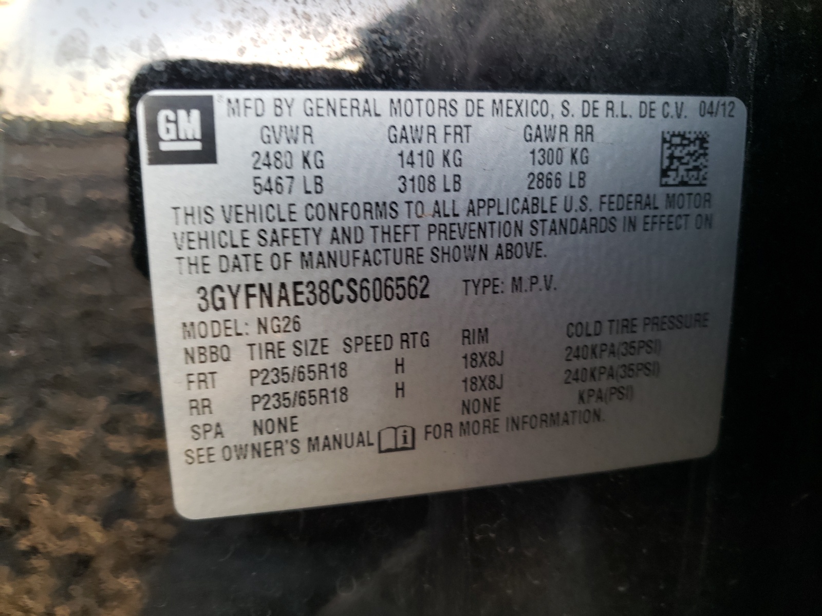 Photo 10 from auction – 2012 CADILLAC SRX LUXURY with VIN 3GYFNAE38CS606562