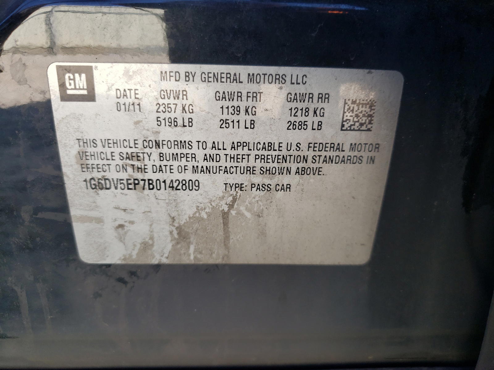 Photo 10 from auction – 2011 CADILLAC CTS-V with VIN 1G6DV5EP7B0142809