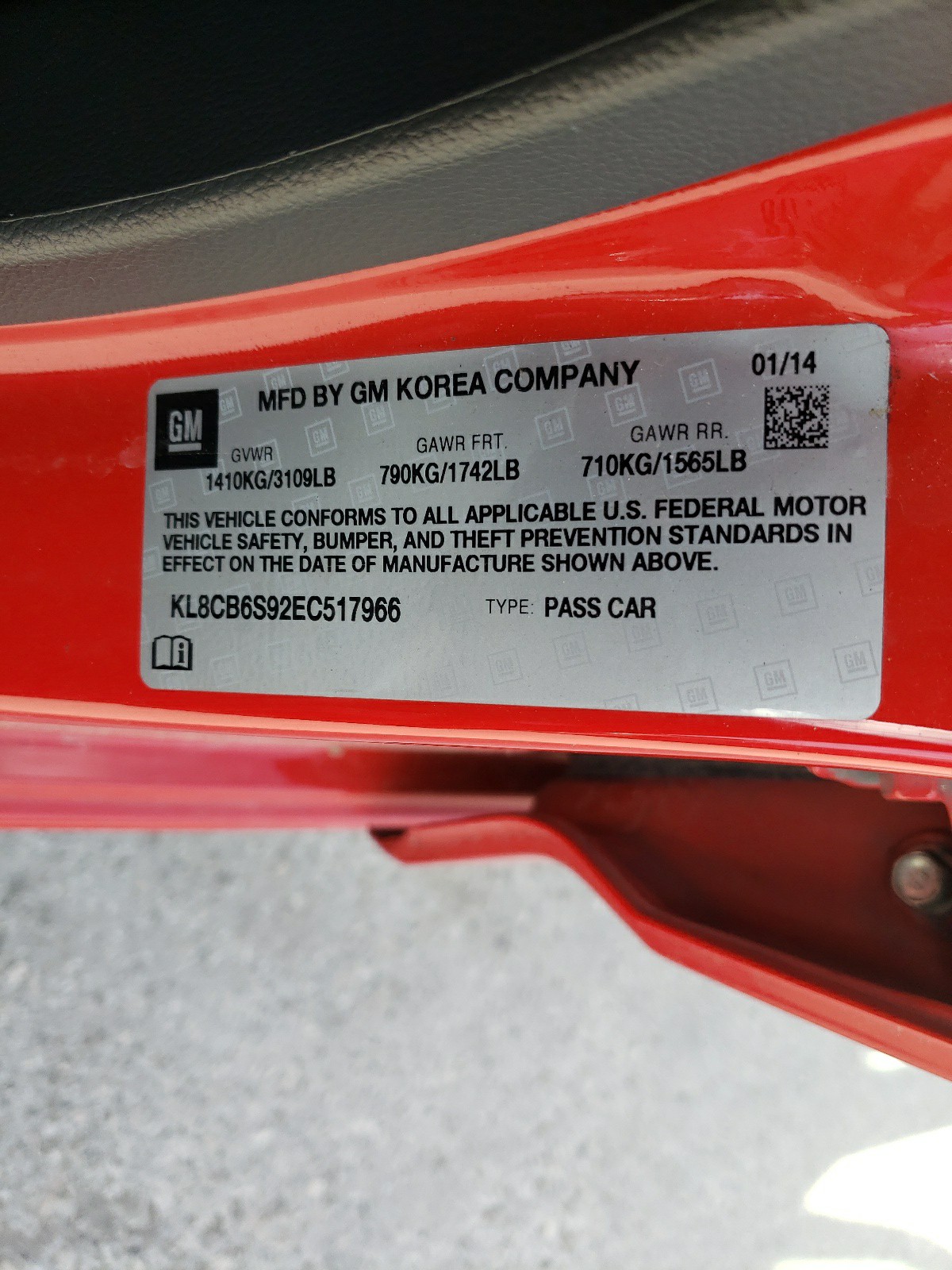 Photo 10 from auction – 2014 CHEVROLET SPARK 1LT with VIN KL8CB6S92EC517966