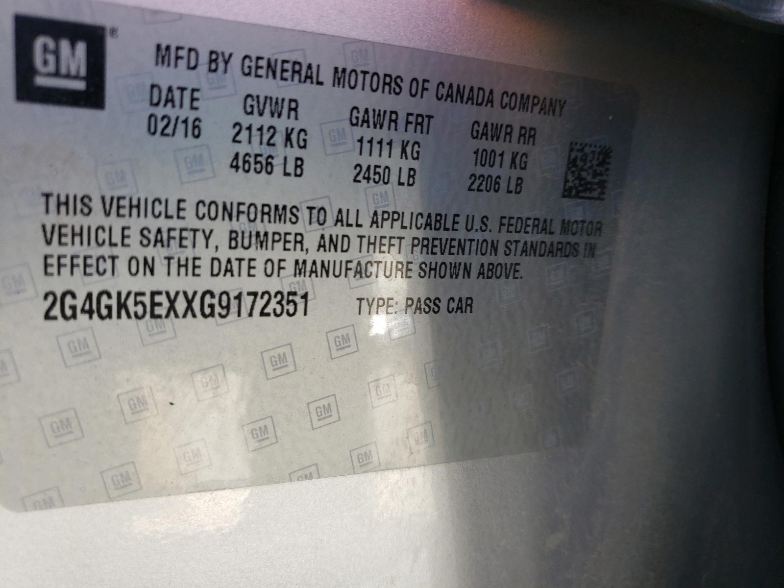 Photo 10 from auction – 2016 BUICK REGAL with VIN 2G4GK5EXXG9172351