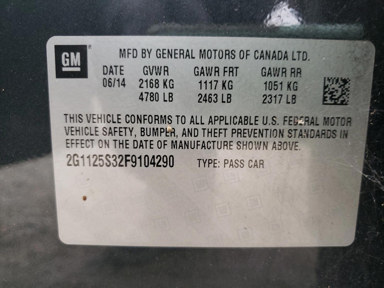 Photo 10 from auction – 2015 CHEVROLET IMPALA LT with VIN 2G1125S32F9104290