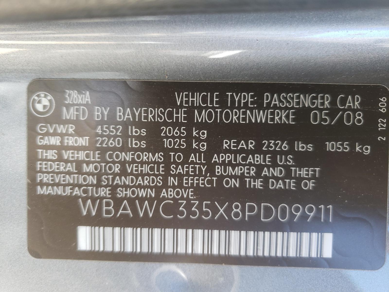 Photo 10 from auction – 2008 BMW 328 XI with VIN WBAWC335X8PD09911