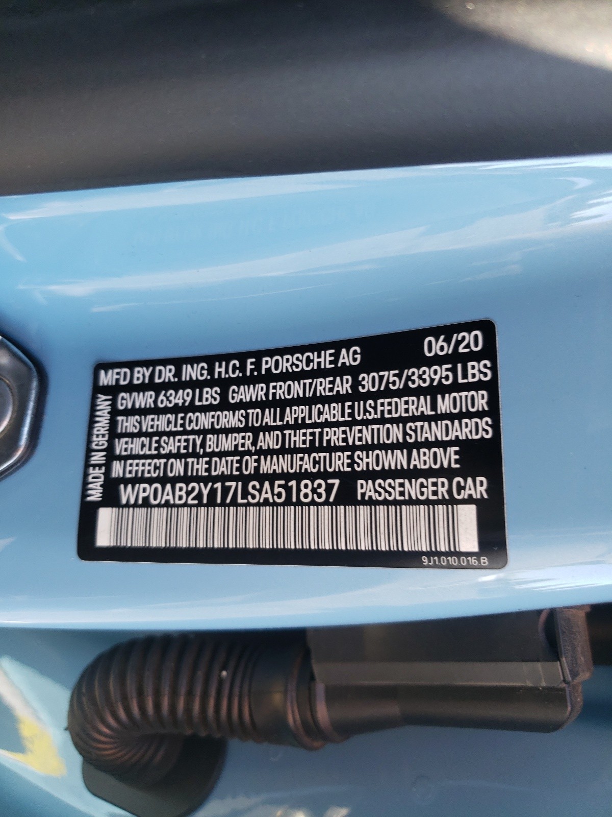 Photo 10 from auction – 2020 PORSCHE TAYCAN 4S with VIN WP0AB2Y17LSA51837