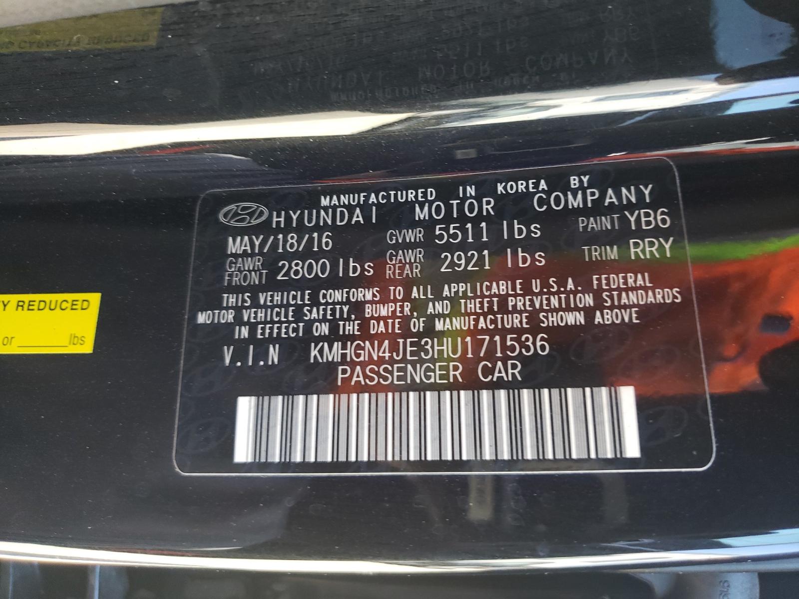 Photo 10 from auction – 2017 GENESIS G80 BASE with VIN KMHGN4JE3HU171536