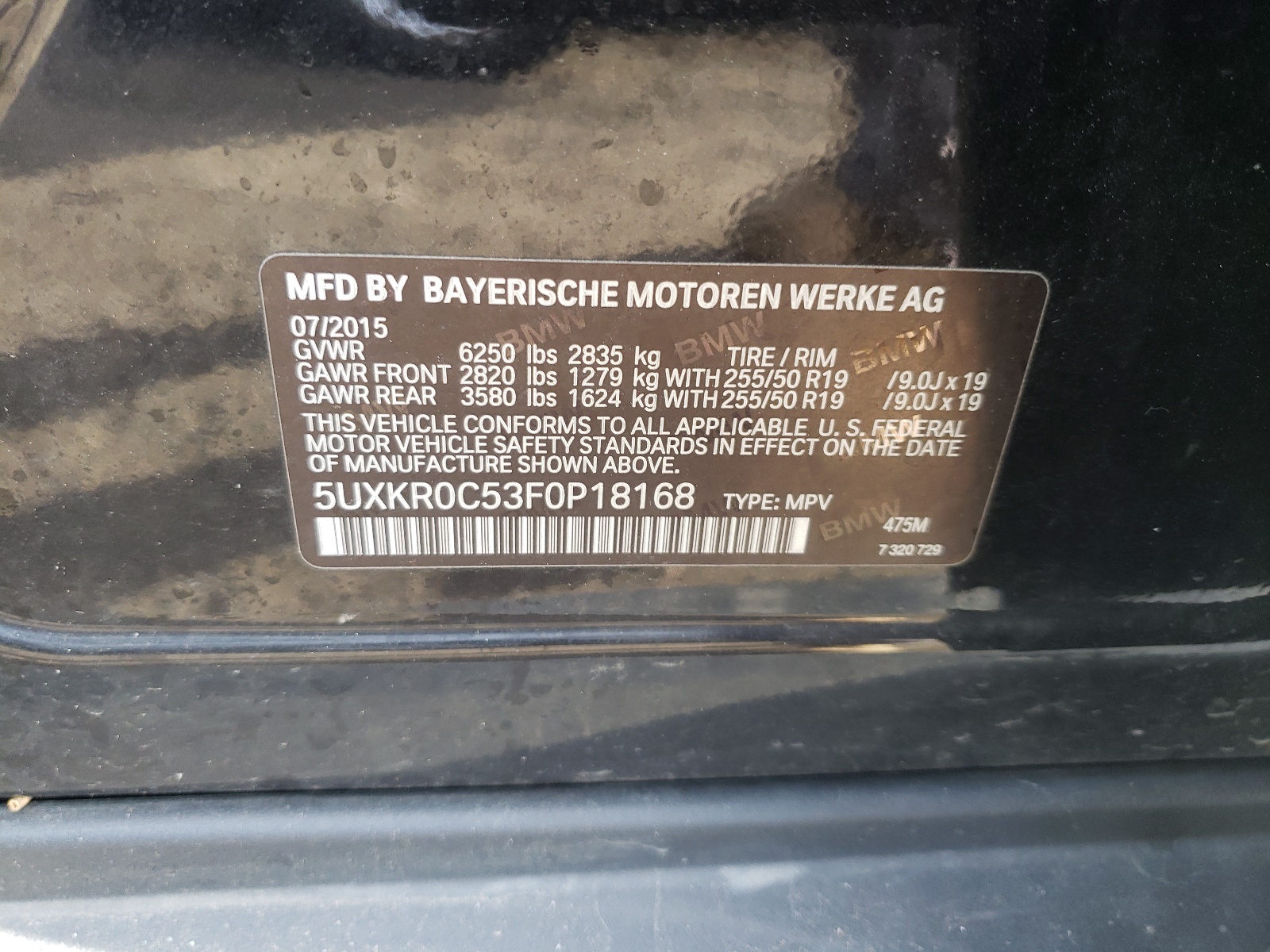 Photo 10 from auction – 2015 BMW X5 XDRIVE3 with VIN 5UXKR0C53F0P18168