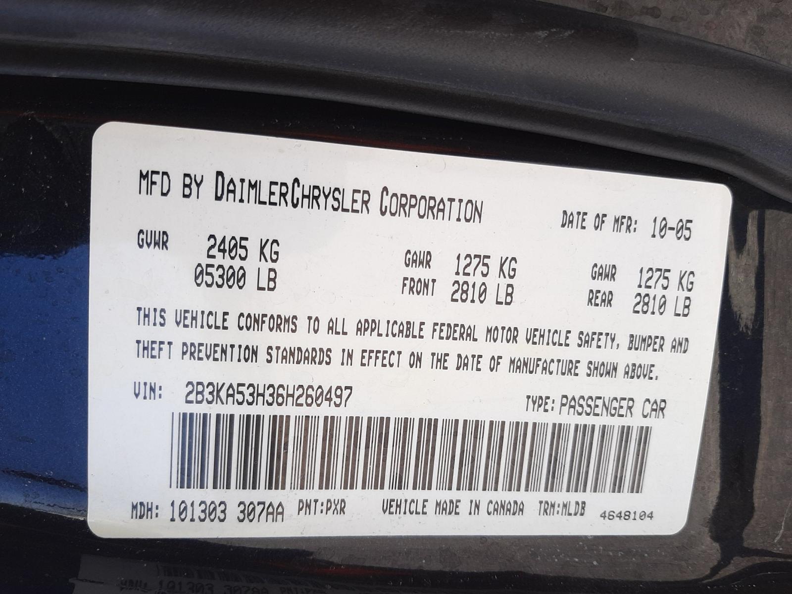 Photo 10 from auction – 2006 DODGE CHARGER R/ with VIN 2B3KA53H36H260497