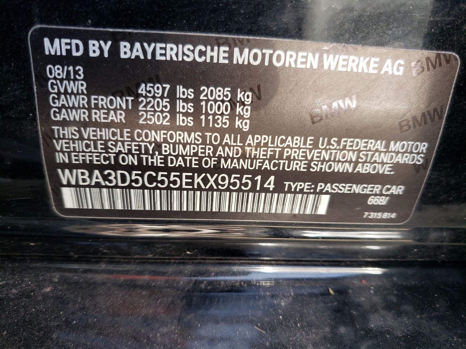 Photo 10 from auction – 2014 BMW 328 D XDRI with VIN WBA3D5C55EKX95514
