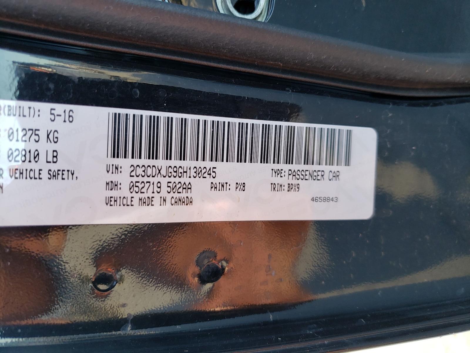 Photo 10 from auction – 2016 DODGE CHARGER SX with VIN 2C3CDXJG9GH130245