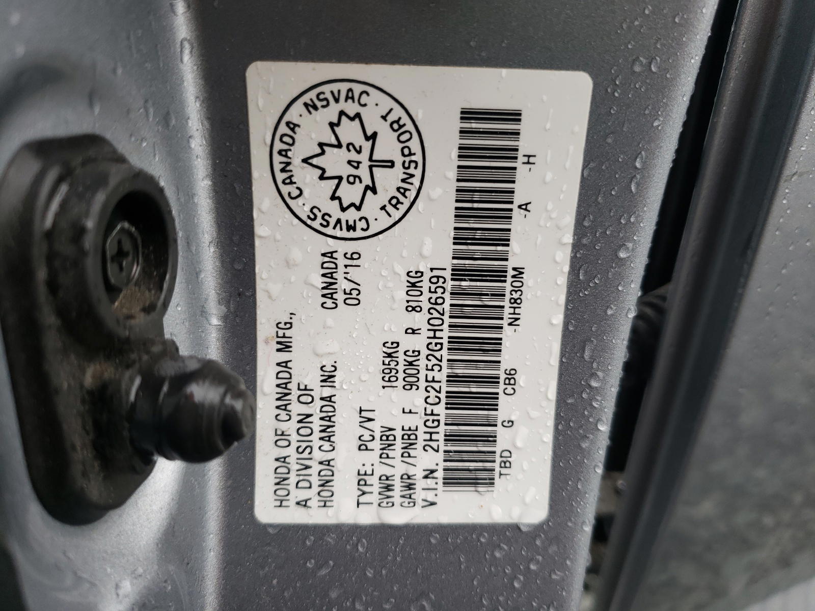 Photo 10 from auction – 2016 HONDA CIVIC LX with VIN 2HGFC2F52GH026591