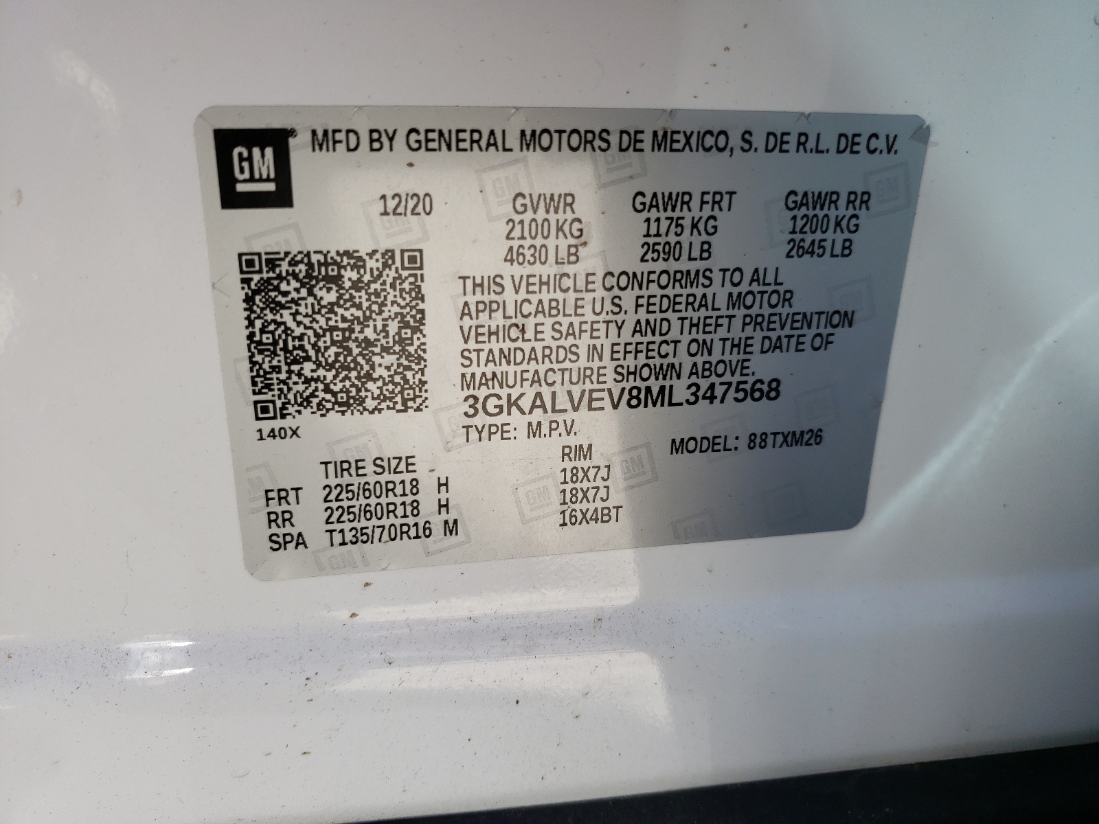 Photo 10 from auction – 2021 GMC TERRAIN SL with VIN 3GKALVEV8ML347568