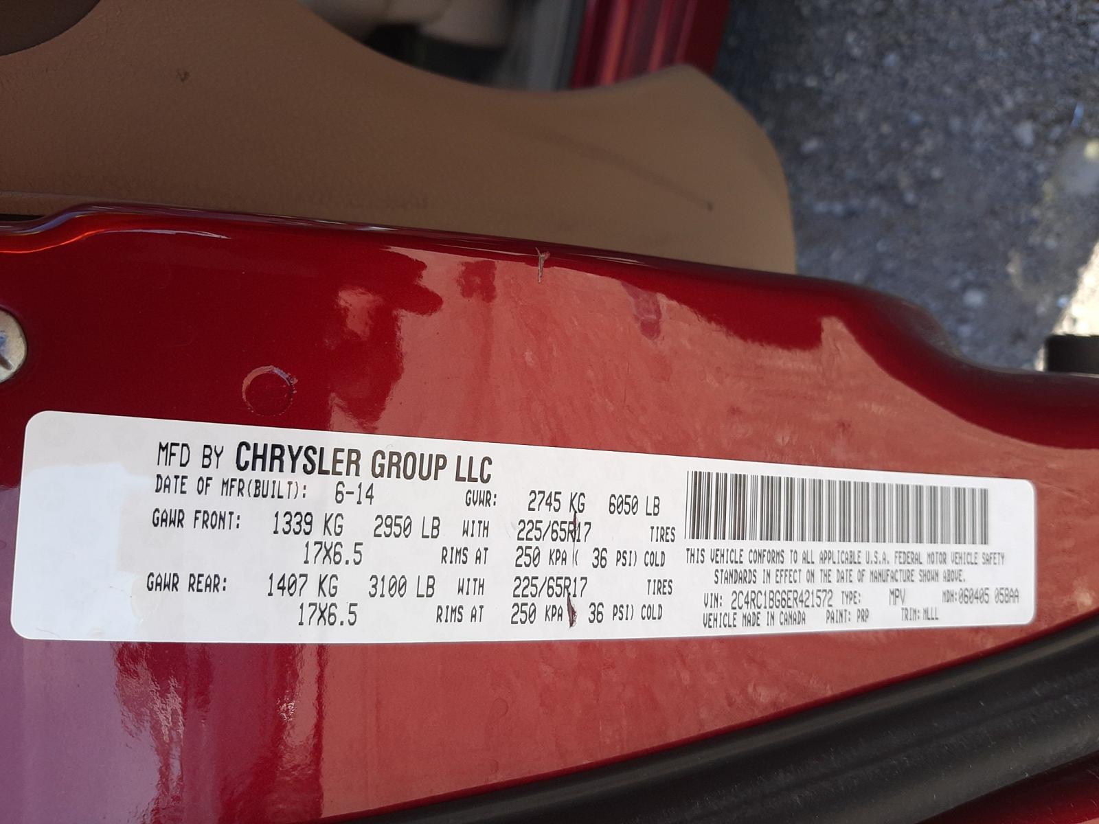 Photo 10 from auction – 2014 CHRYSLER TOWN & COU with VIN 2C4RC1BG6ER421572