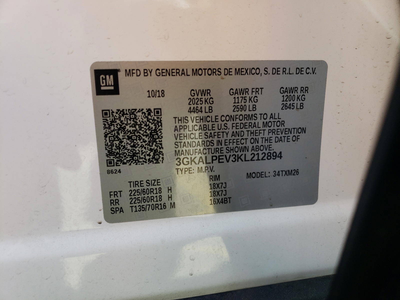 Photo 10 from auction – 2019 GMC TERRAIN SL with VIN 3GKALPEV3KL212894