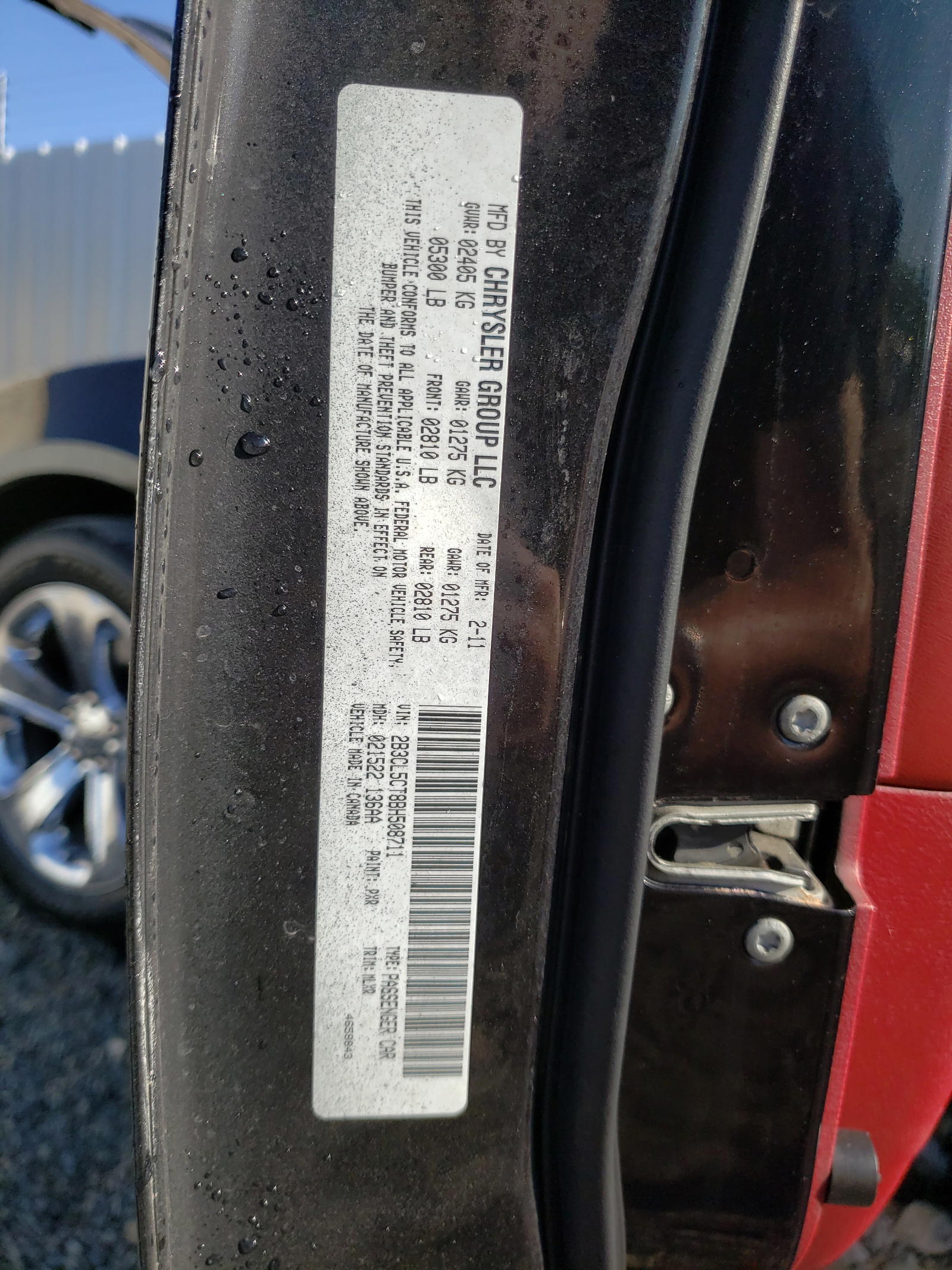 Photo 10 from auction – 2011 DODGE CHARGER R/ with VIN 2B3CL5CT8BH508711