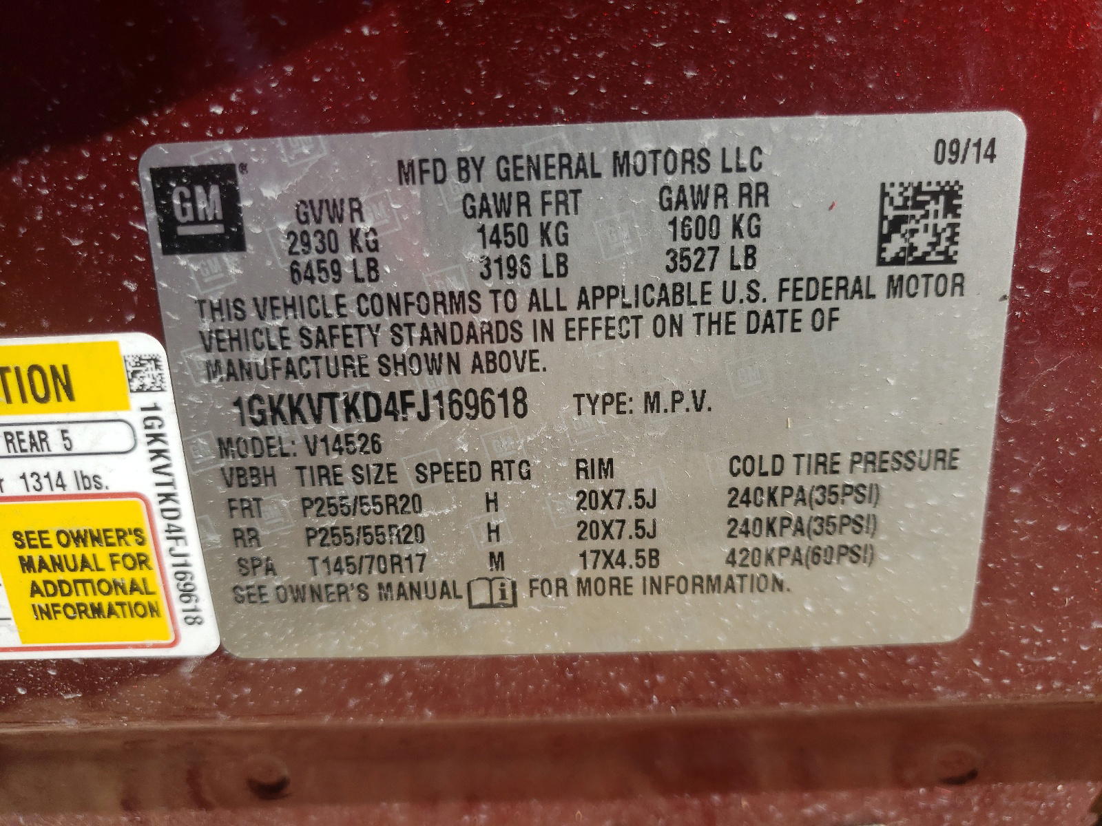 Photo 10 from auction – 2015 GMC ACADIA DEN with VIN 1GKKVTKD4FJ169618