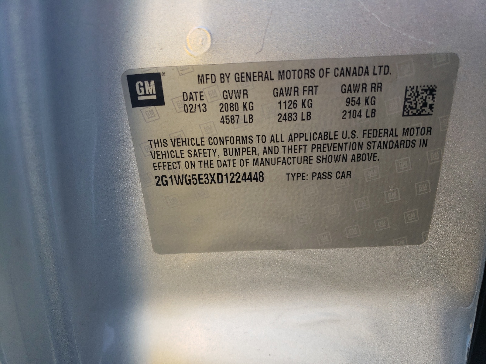 Photo 10 from auction – 2013 CHEVROLET IMPALA LT with VIN 2G1WG5E3XD1224448