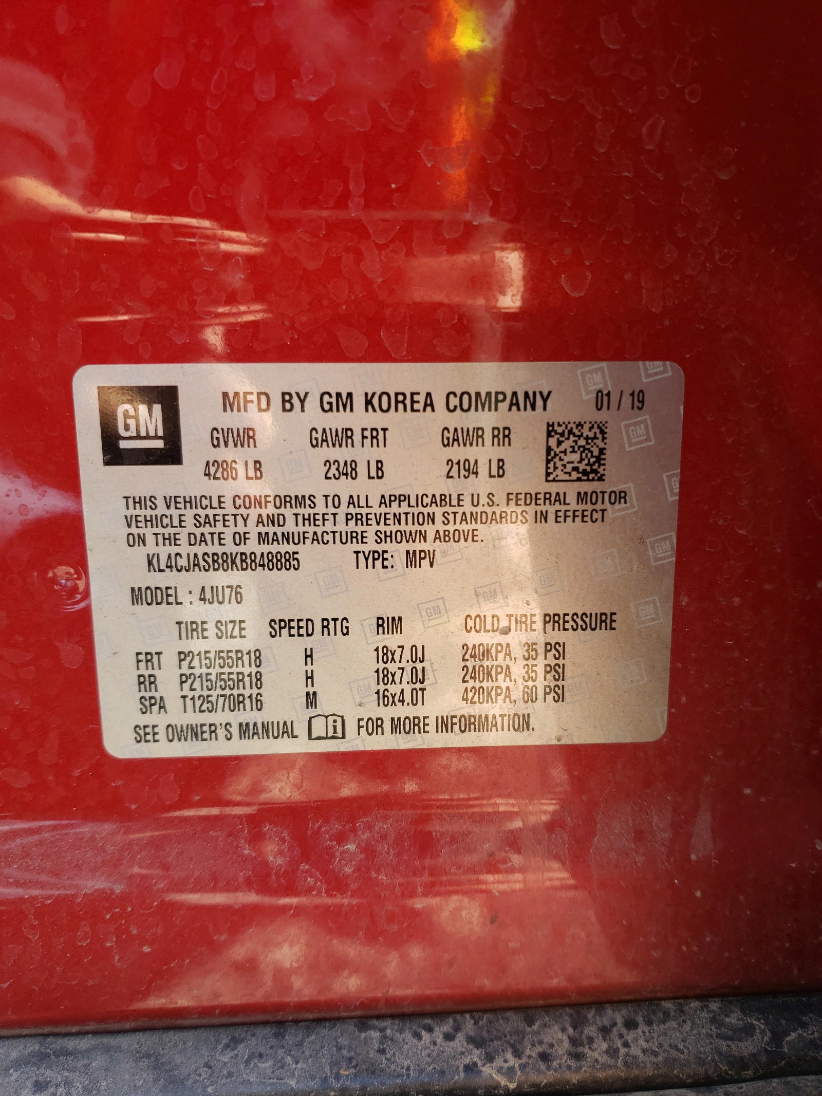 Photo 10 from auction – 2019 BUICK ENCORE PRE with VIN KL4CJASB8KB848885