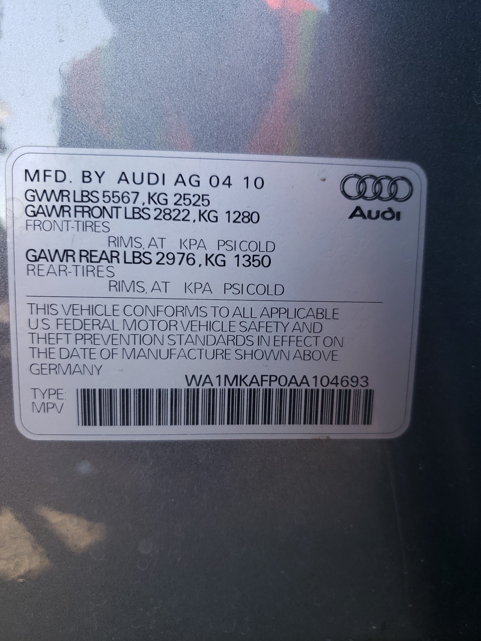 Zdjęcie 10 z aukcji – 2010 AUDI Q5 PREMIUM z VIN WA1MKAFP0AA104693