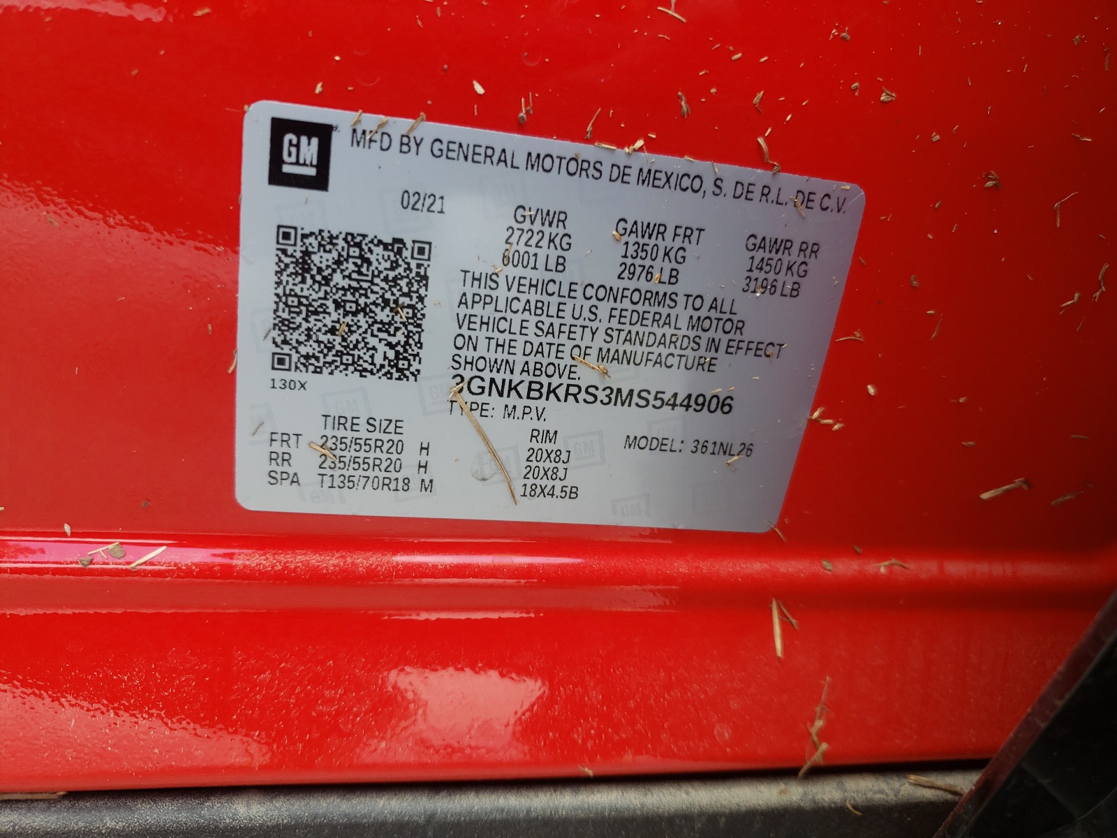 Photo 10 from auction – 2021 CHEVROLET BLAZER RS with VIN 3GNKBKRS3MS544906