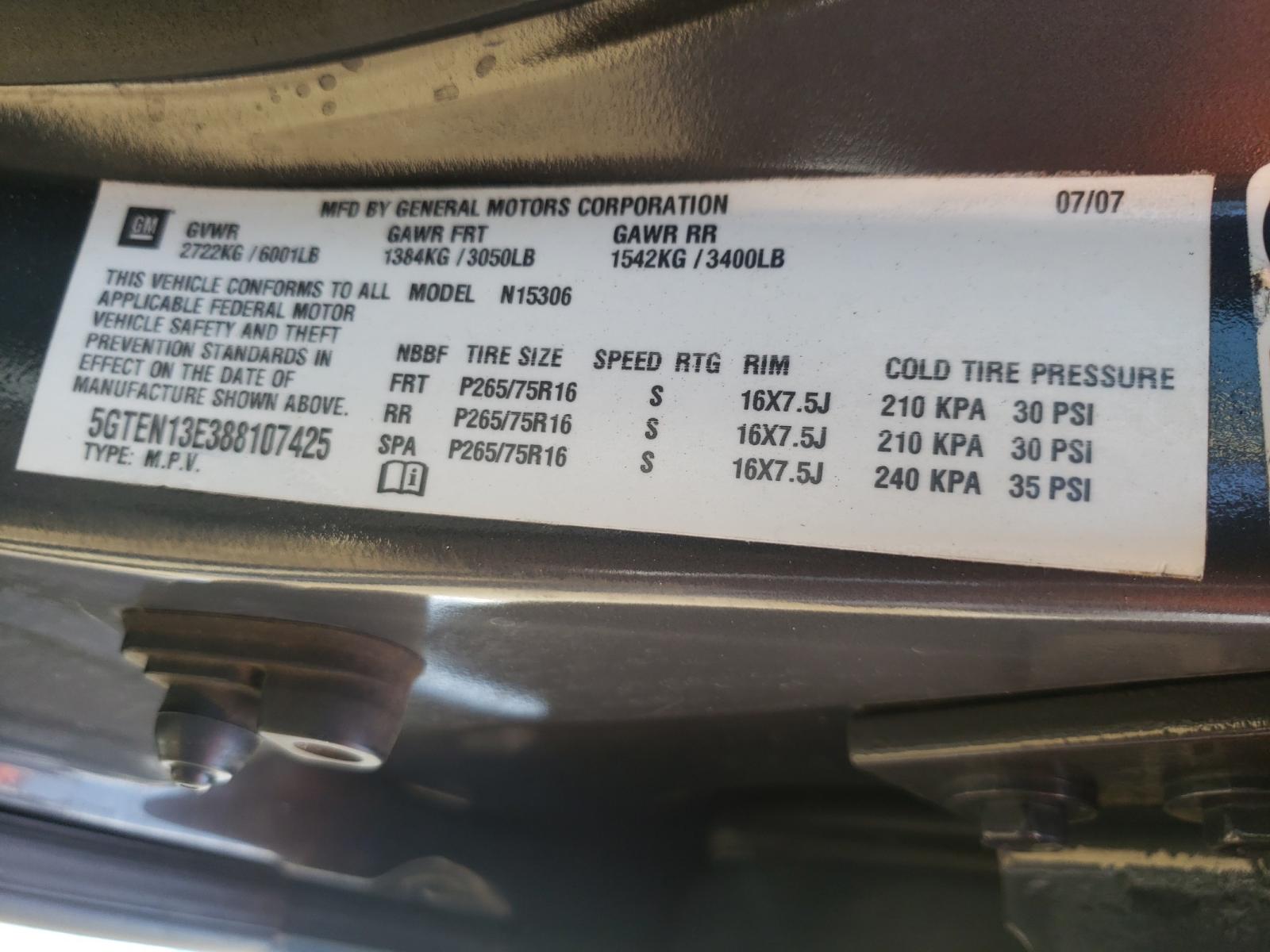 Photo 10 from auction – 2008 HUMMER H3 with VIN 5GTEN13E388107425