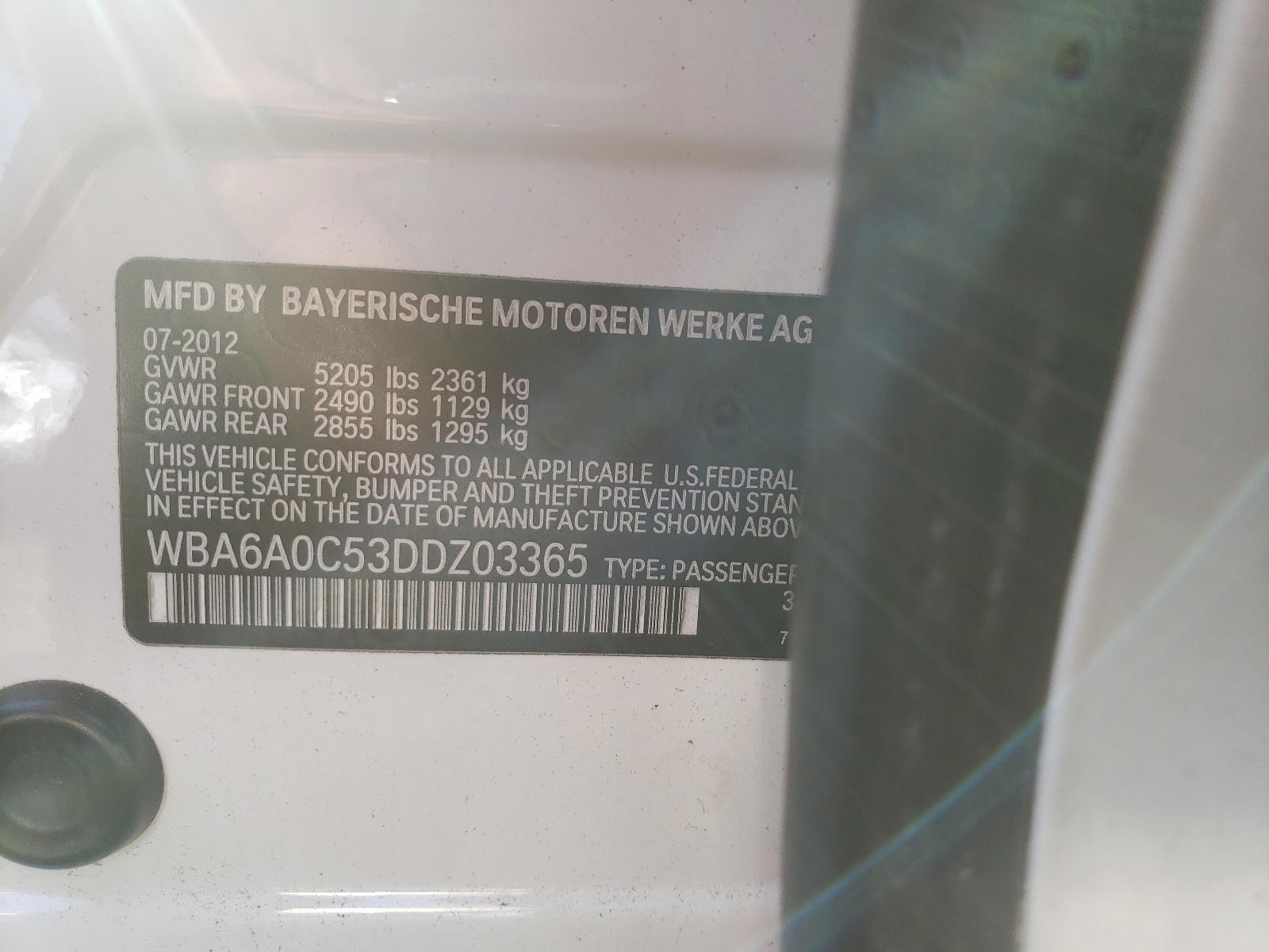 Photo 10 from auction – 2013 BMW 640 I with VIN WBA6A0C53DDZ03365