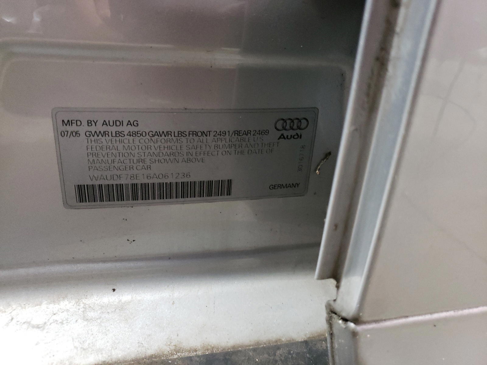 Photo 10 from auction – 2006 AUDI A4 2.0T QU with VIN WAUDF78E16A061236