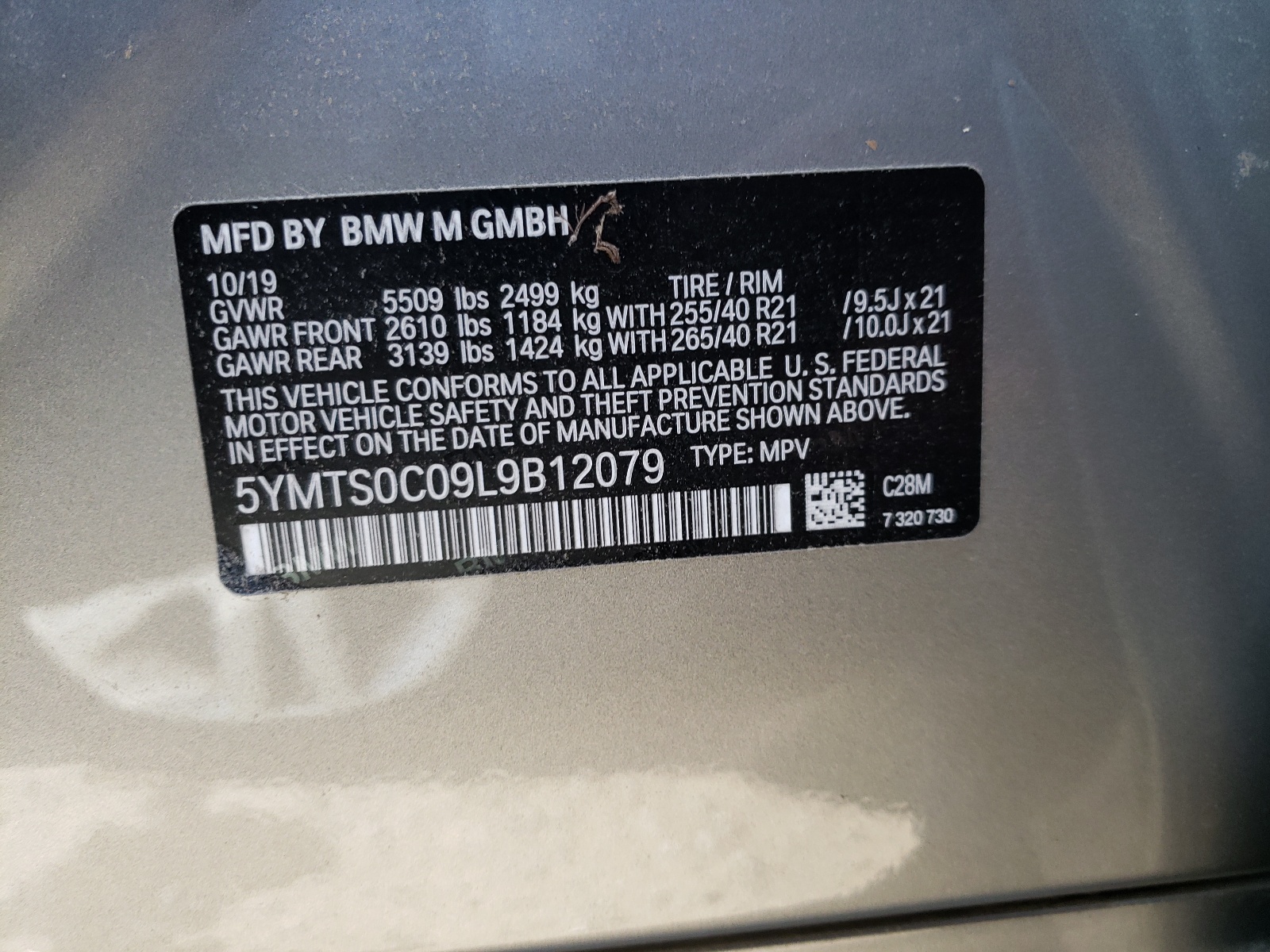 Photo 10 from auction – 2020 BMW X3 M COMPE with VIN 5YMTS0C09L9B12079