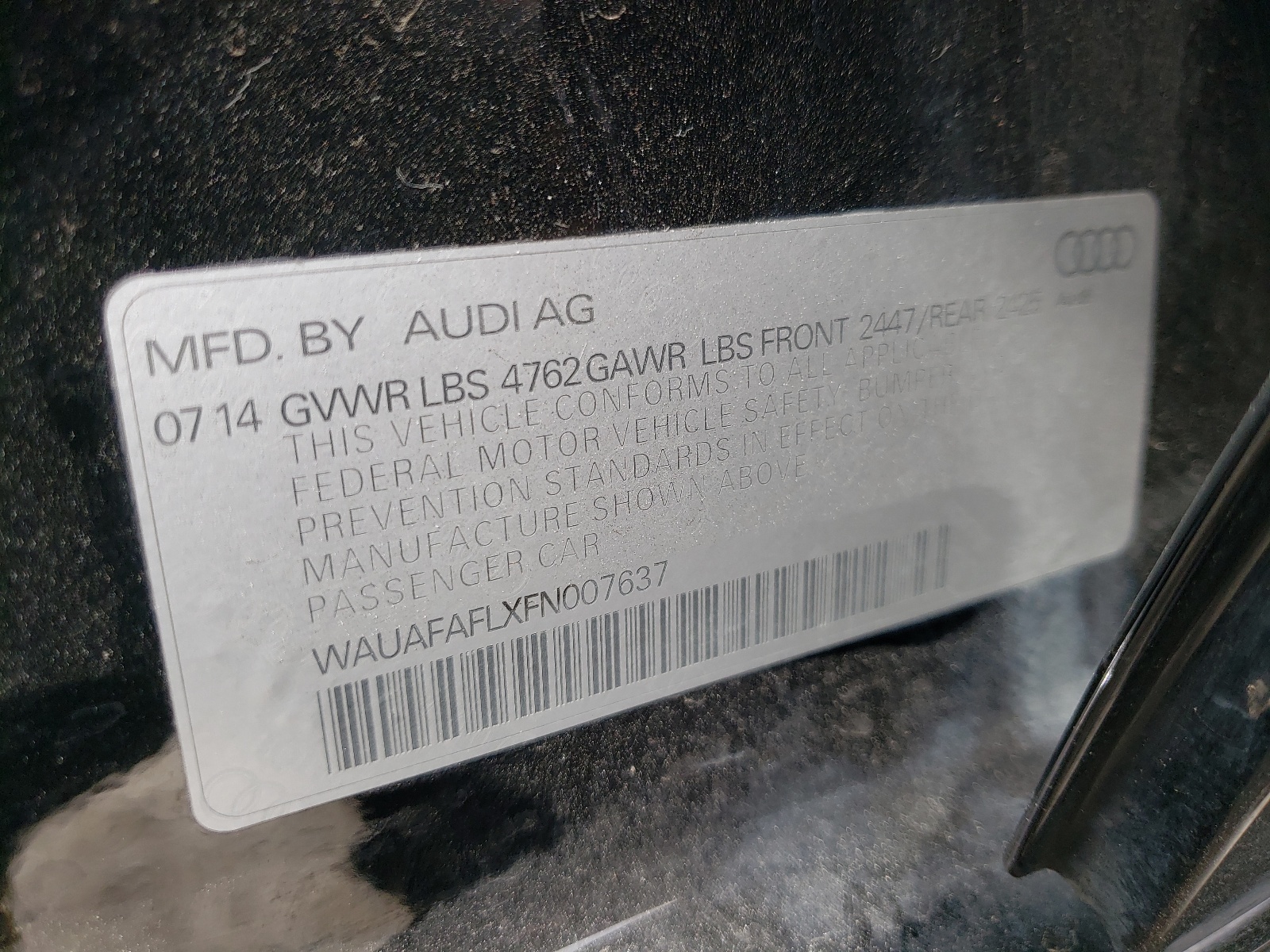 Zdjęcie 10 z aukcji – 2015 AUDI A4 PREMIUM z VIN WAUAFAFLXFN007637