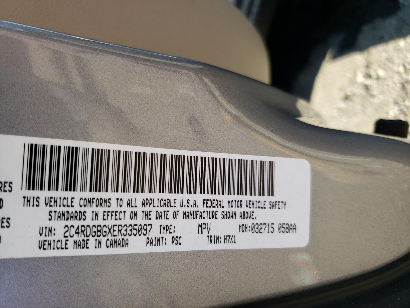 Photo 10 from auction – 2014 DODGE GRAND CARA with VIN 2C4RDGBGXER335097