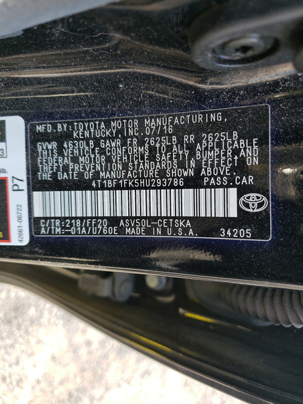 Photo 10 from auction – 2017 TOYOTA CAMRY LE with VIN 4T1BF1FK5HU293786