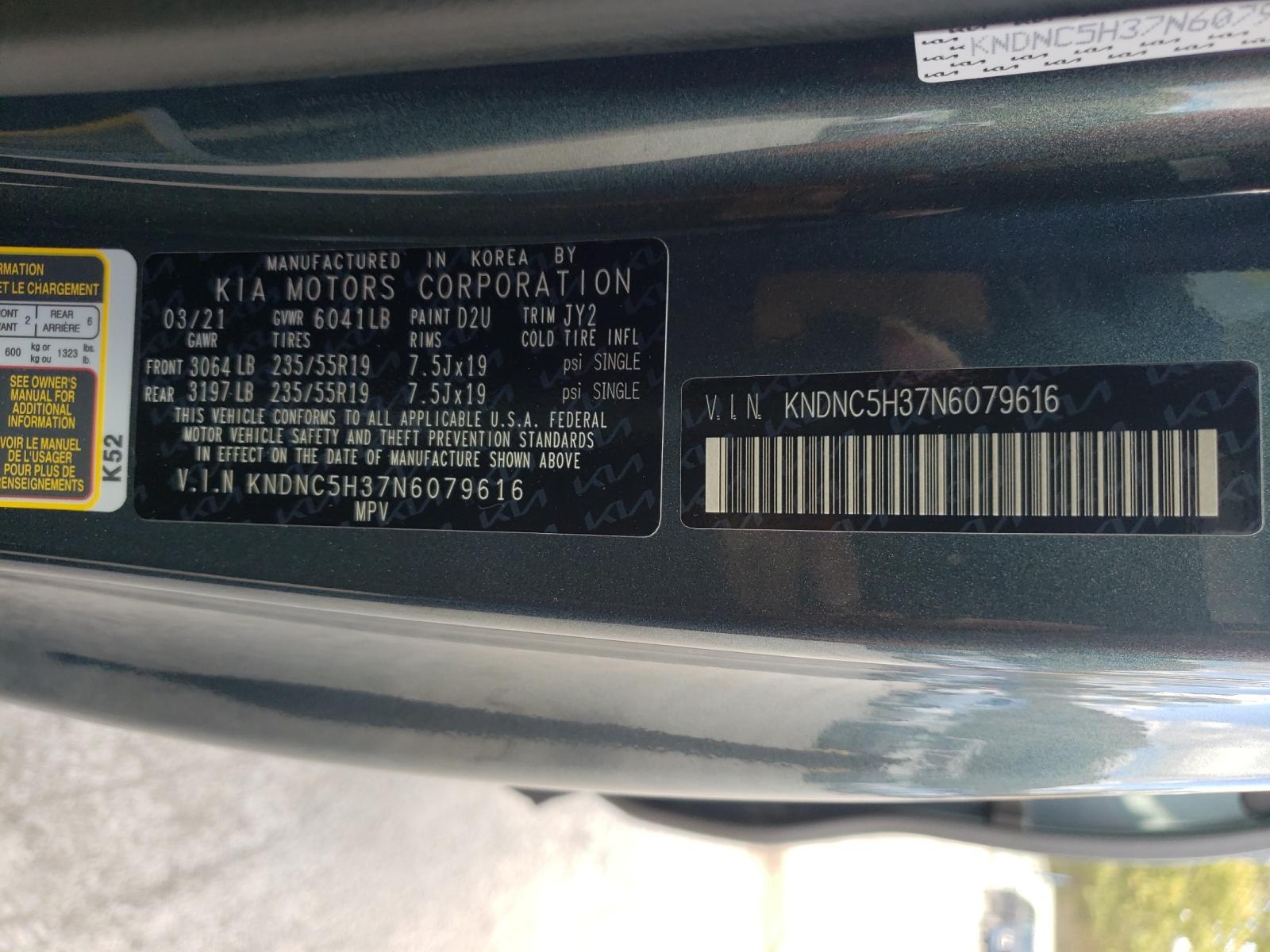 Photo 10 from auction – 2022 KIA CARNIVAL E with VIN KNDNC5H37N6079616