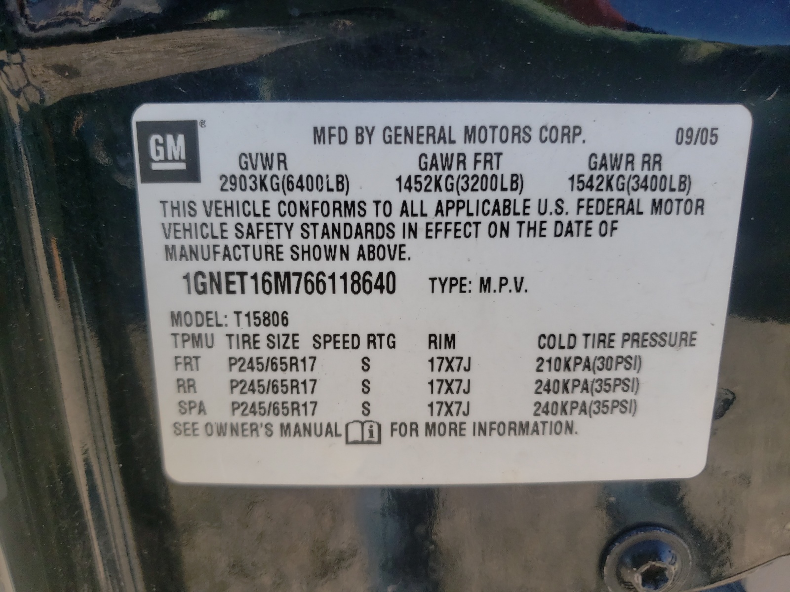Photo 10 from auction – 2006 CHEVROLET TRAILBLAZE with VIN 1GNET16M766118640