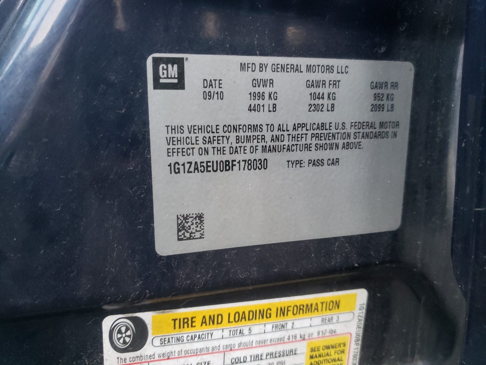 Photo 10 from auction – 2011 CHEVROLET MALIBU LS with VIN 1G1ZA5EU0BF178030