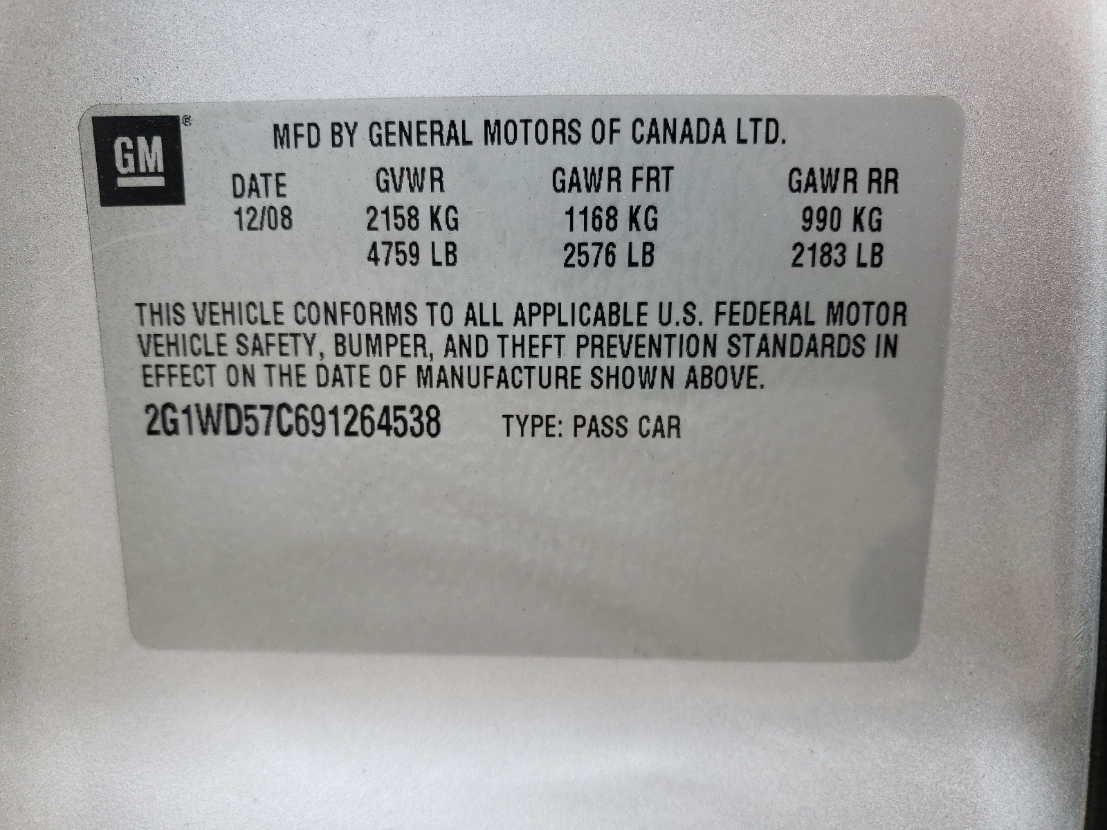 Photo 10 from auction – 2009 CHEVROLET IMPALA SS with VIN 2G1WD57C691264538