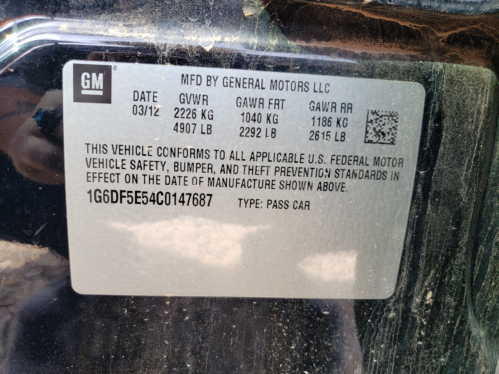 Photo 10 from auction – 2012 CADILLAC CTS LUXURY with VIN 1G6DF5E54C0147687