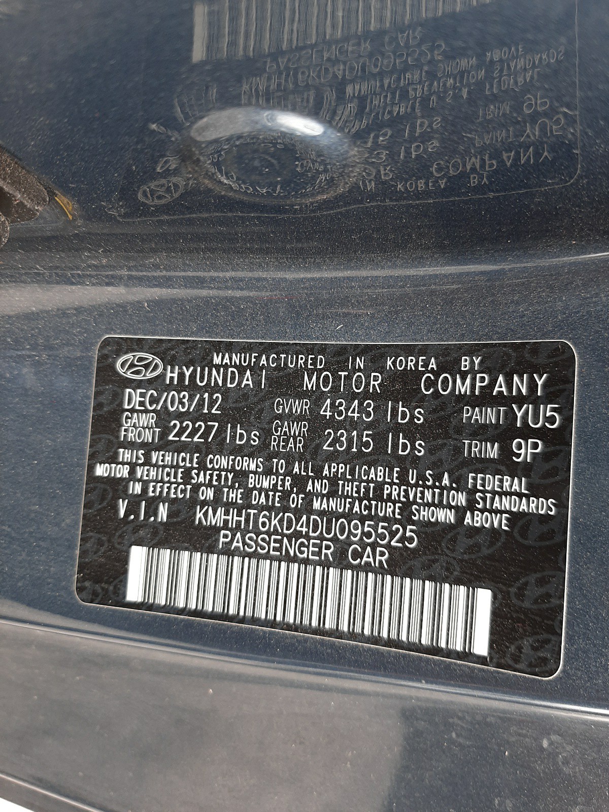 Photo 10 from auction – 2013 HYUNDAI GENESIS CO with VIN KMHHT6KD4DU095525