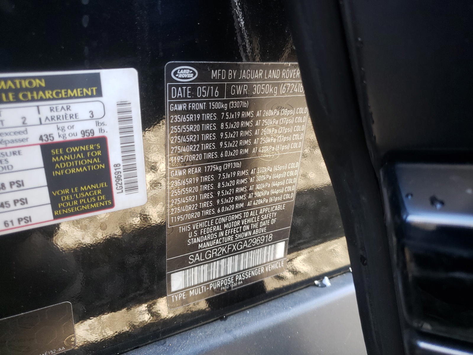 Photo 10 from auction – 2016 LAND ROVER RANGE ROVE with VIN SALGR2KFXGA296918