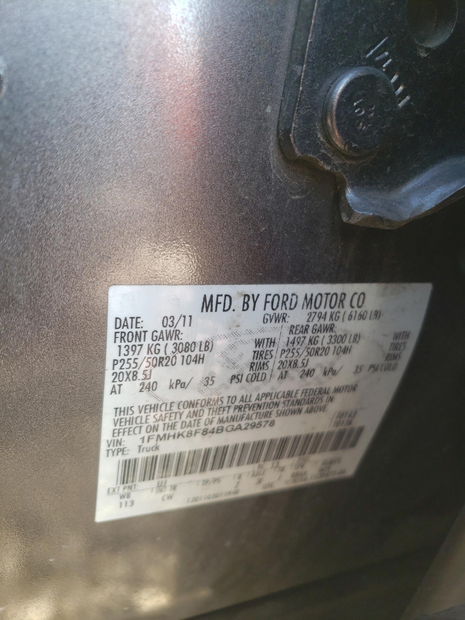 Photo 10 from auction – 2011 FORD EXPLORER L with VIN 1FMHK8F84BGA29578
