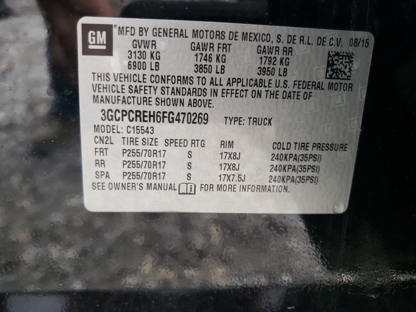 Photo 10 from auction – 2015 CHEVROLET SILVERADO with VIN 3GCPCREH6FG470269