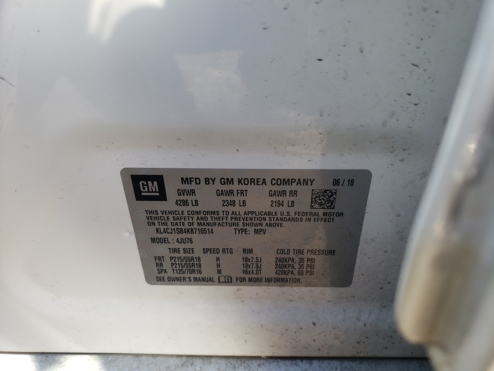 Photo 10 from auction – 2019 BUICK ENCORE SPO with VIN KL4CJ1SB4KB716514