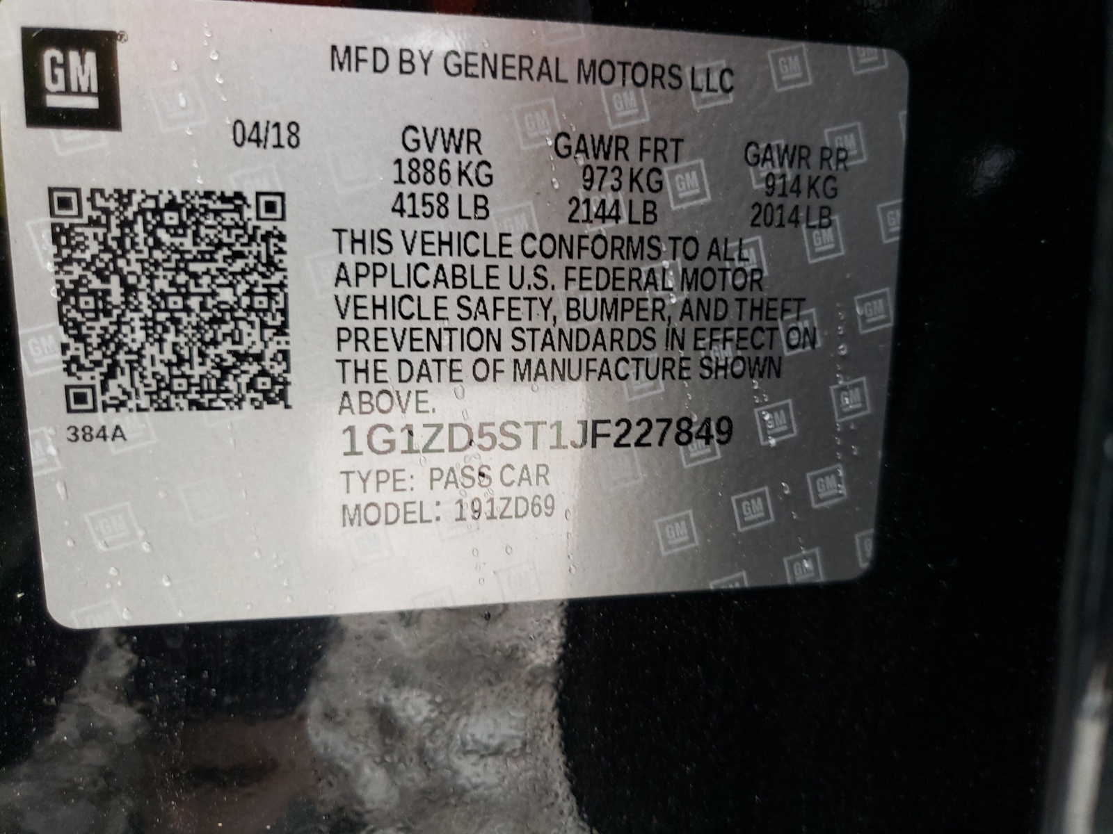 Photo 10 from auction – 2018 CHEVROLET MALIBU LT with VIN 1G1ZD5ST1JF227849