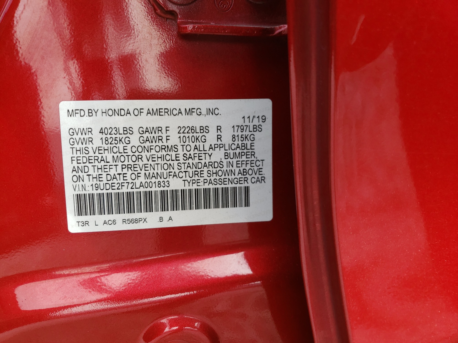 Photo 10 from auction – 2020 ACURA ILX PREMIU with VIN 19UDE2F72LA001833