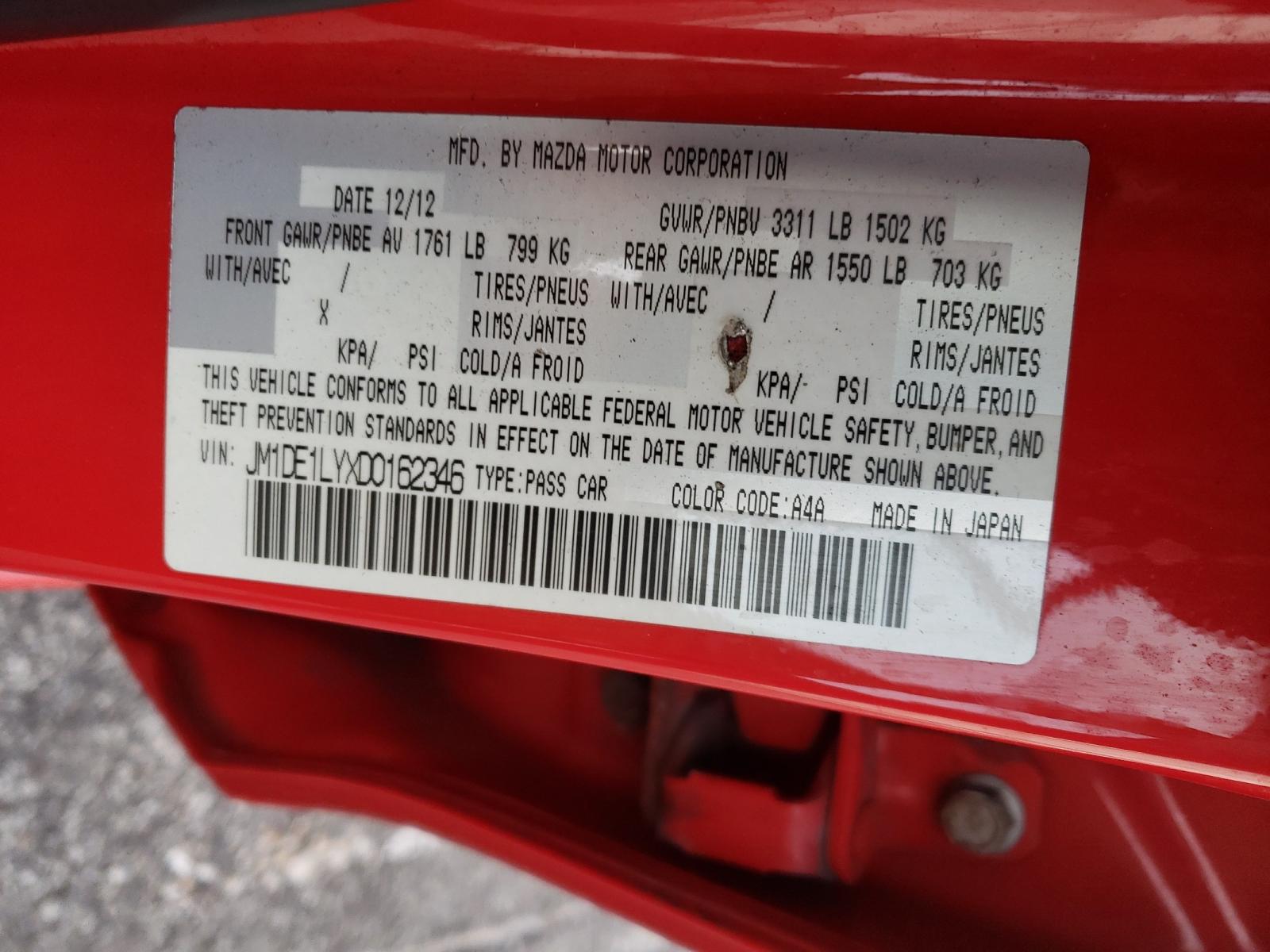 Photo 10 from auction – 2013 MAZDA MAZDA2 with VIN JM1DE1LYXD0162346