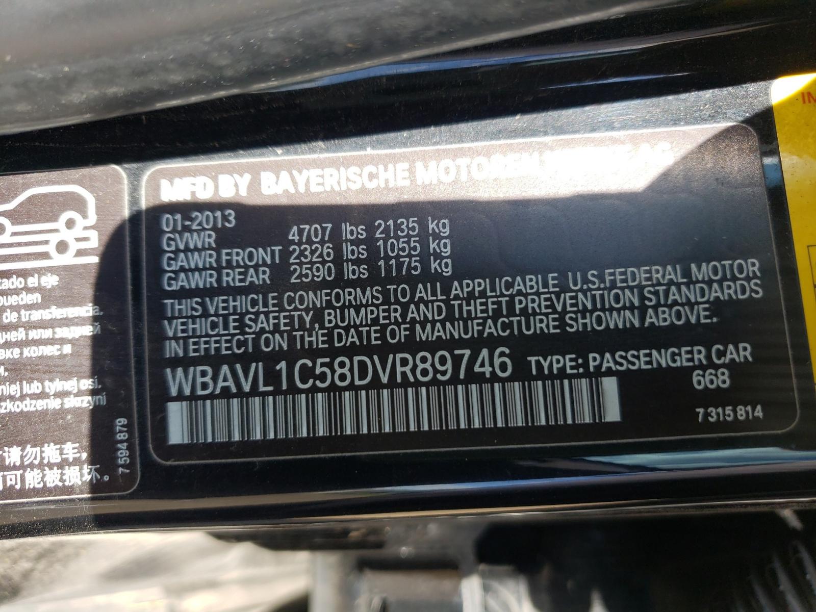 Photo 10 from auction – 2013 BMW X1 XDRIVE2 with VIN WBAVL1C58DVR89746